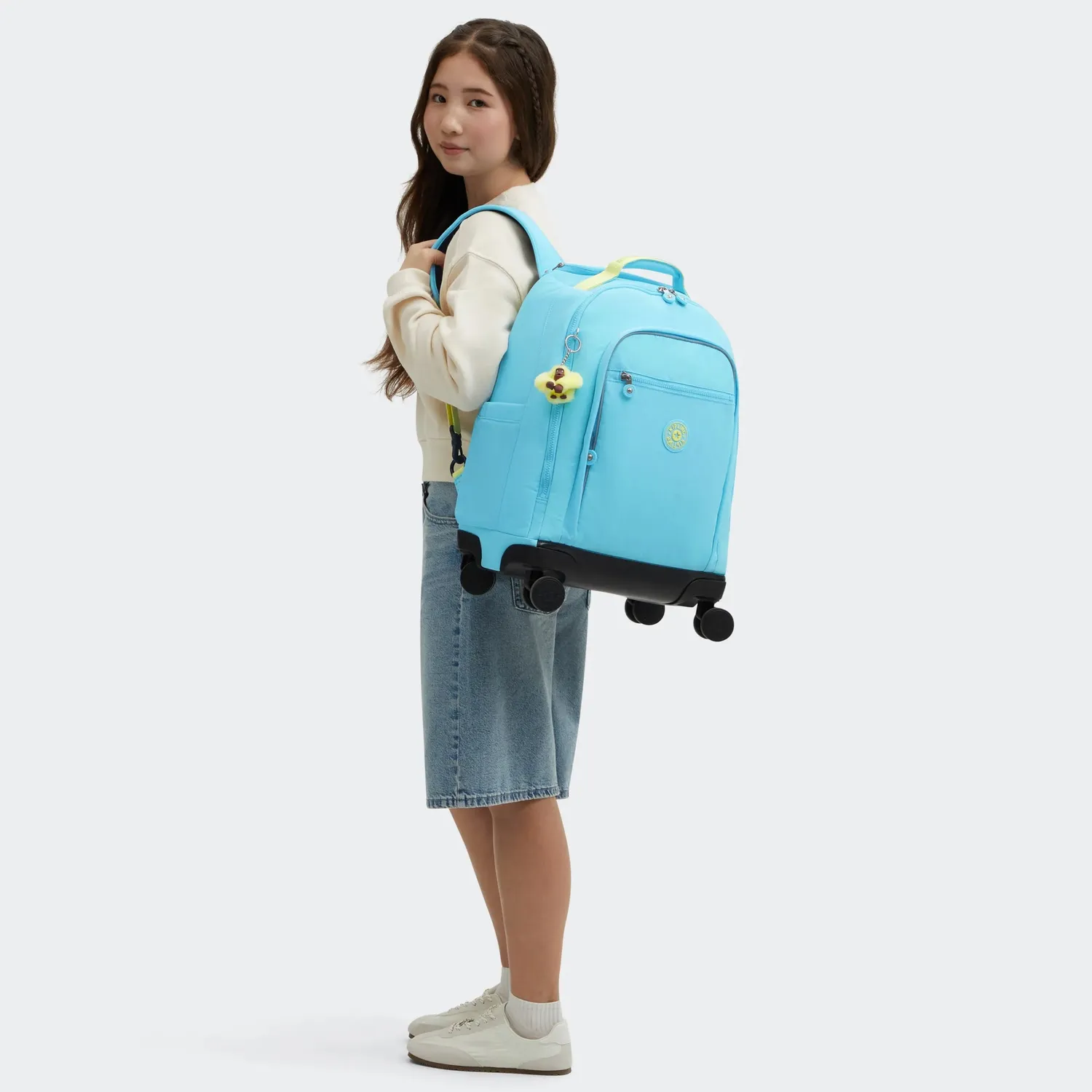 Kipling New Zea rugzak met wielen Splash Blue Groot laptopvak