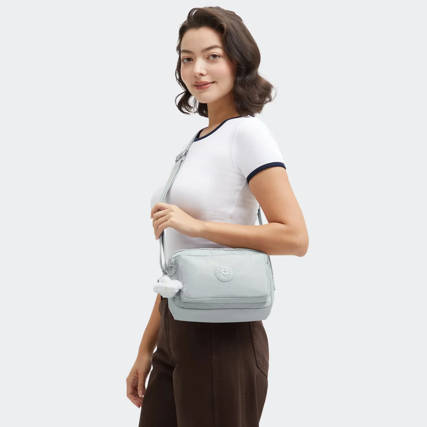 Kipling Abanu M Schoudertas Easy Grey Medium – Verstelbare Riem
