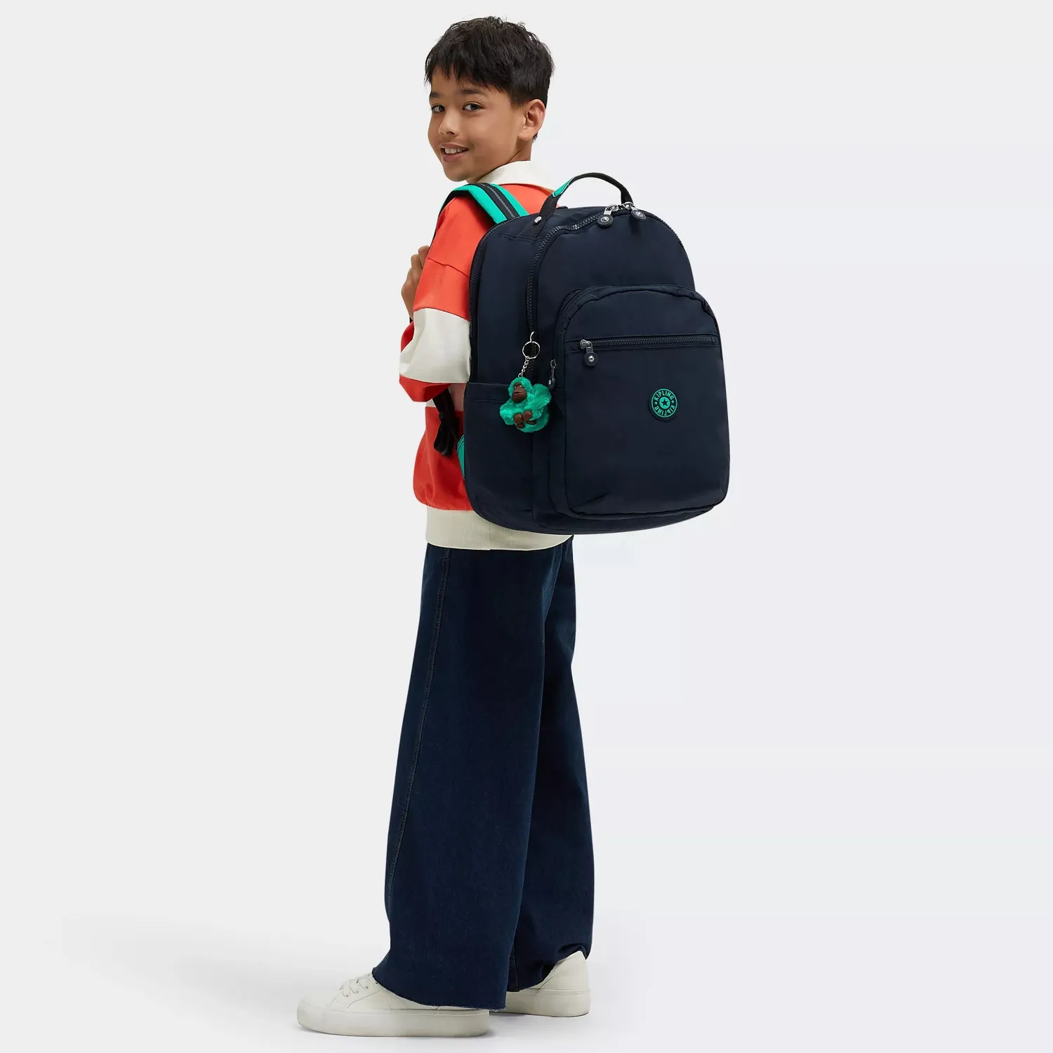 Kipling Seoul College rugzak Groot Blue Green Block 15 inch