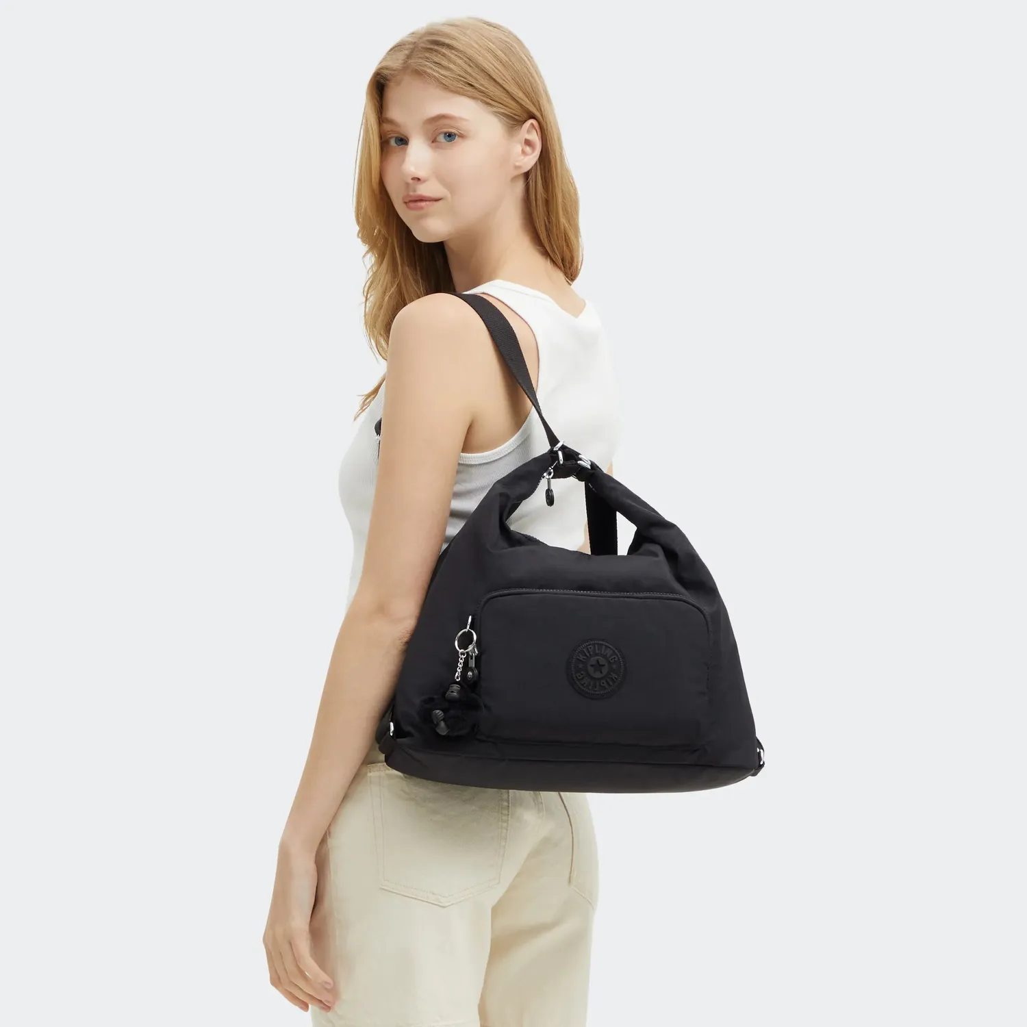 Kipling Yenna schoudertas Black Noir medium multifunctioneel