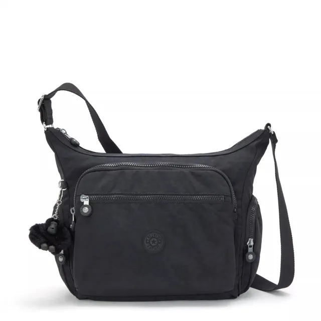 Kipling Gabbie crossbody tas Black Noir groot met ritsvakken