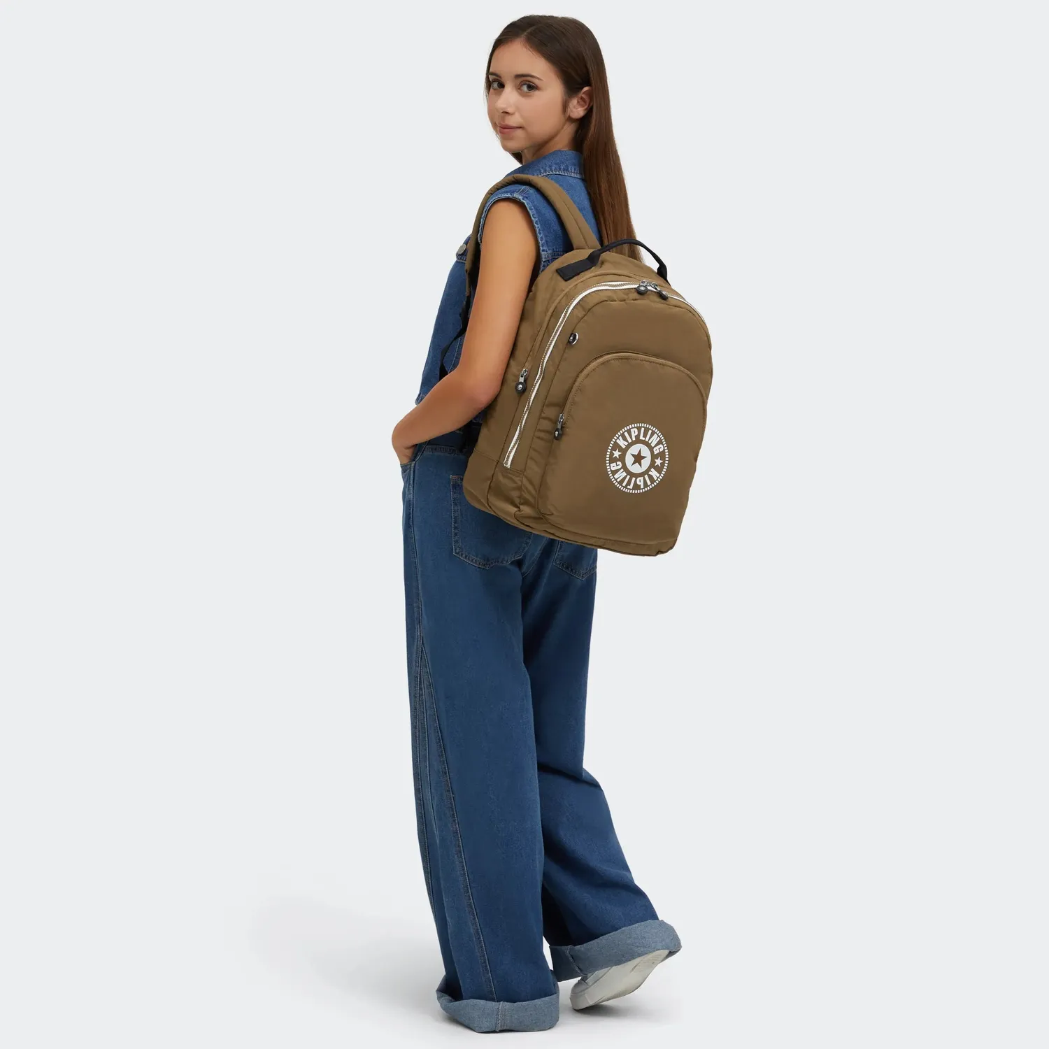 Kipling Curtis XL rugzak Smooth Khaki Center 15 inch