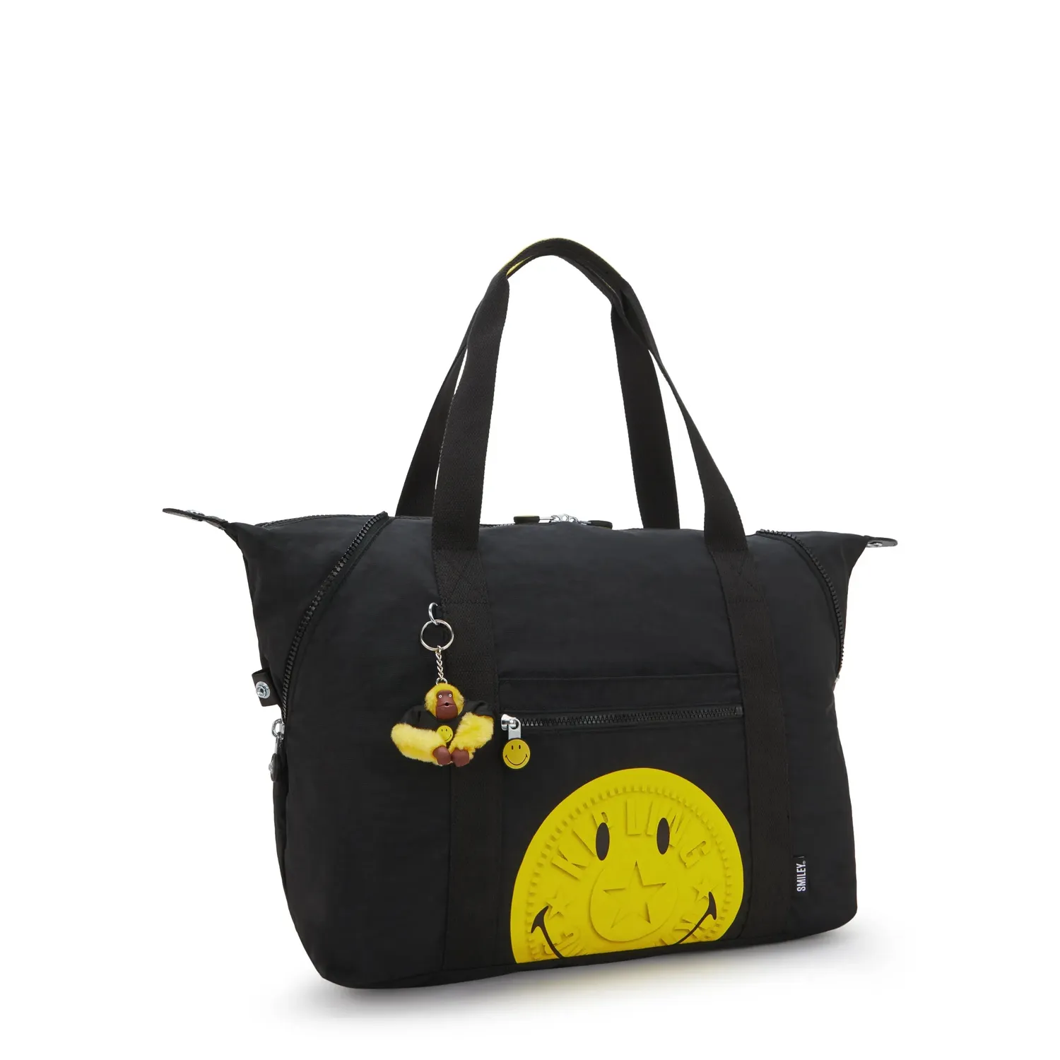 Kipling Art M draagtas Yellow Fun Black groot Smiley