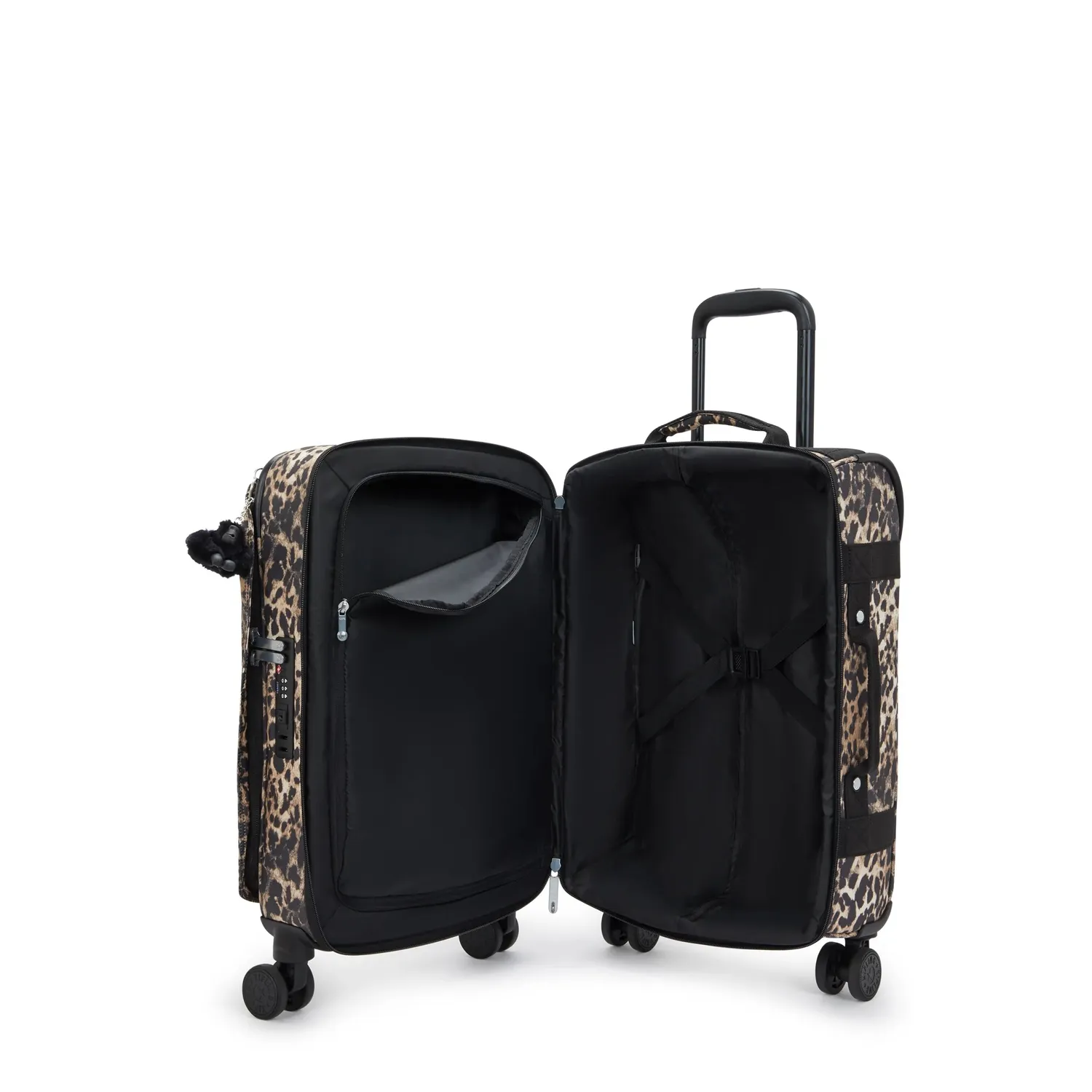 Kipling Spontaneous S koffer Wild Leopard klein met TSA-slot