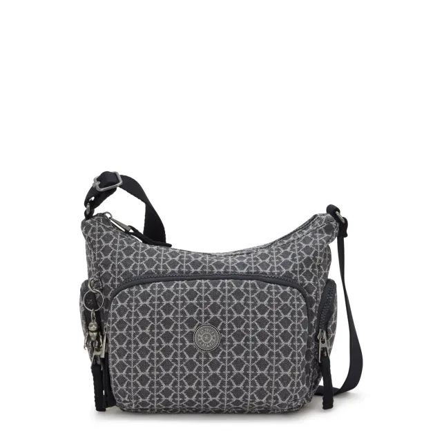 Kipling Gabb S crossbodytas Medium Grey Denim Jacquard vakken