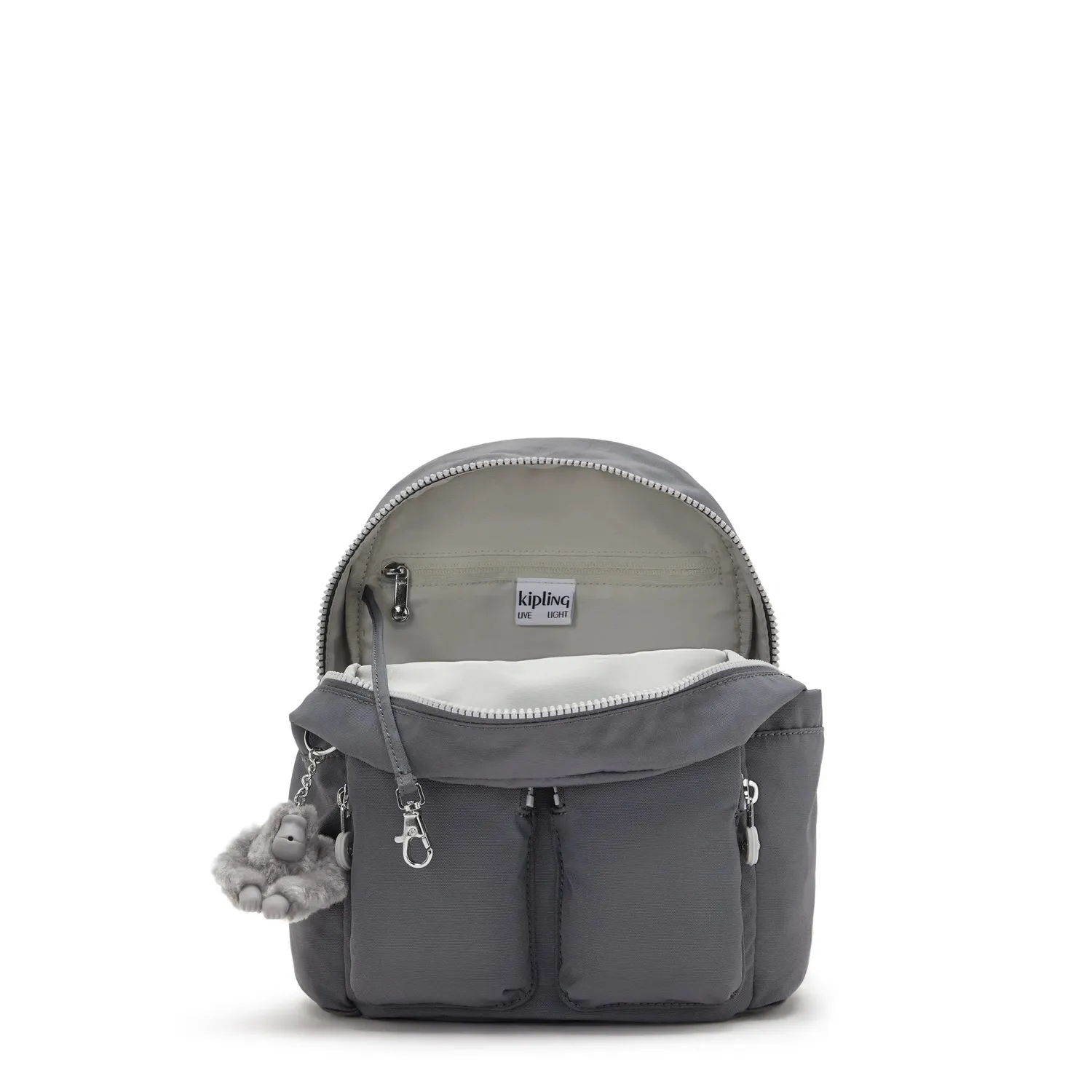 Kipling City Pocket Mini rugzak Moonlit Grey klein met klep
