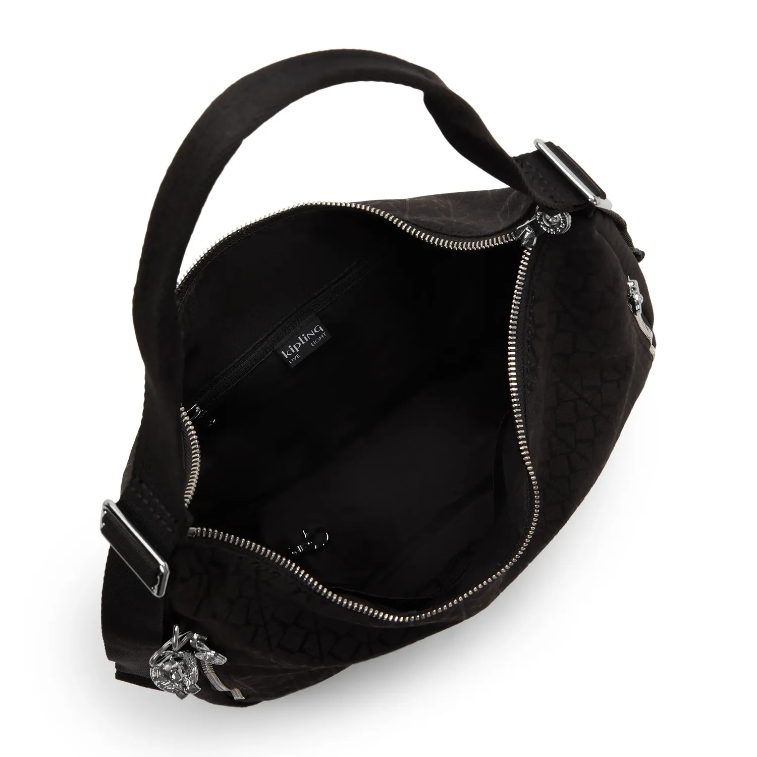 Kipling Khloe schoudertas Noir Sign Jq groot zwart