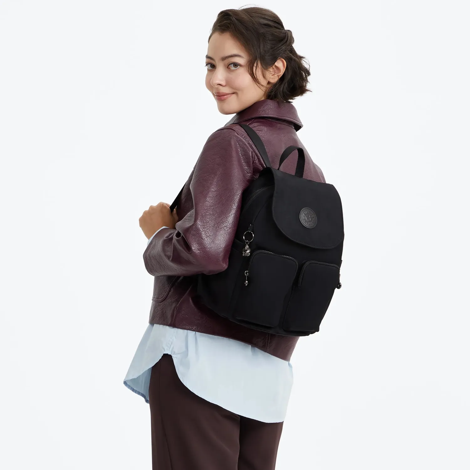 Kipling City Pocket S rugzak Infinite Black met klep klein