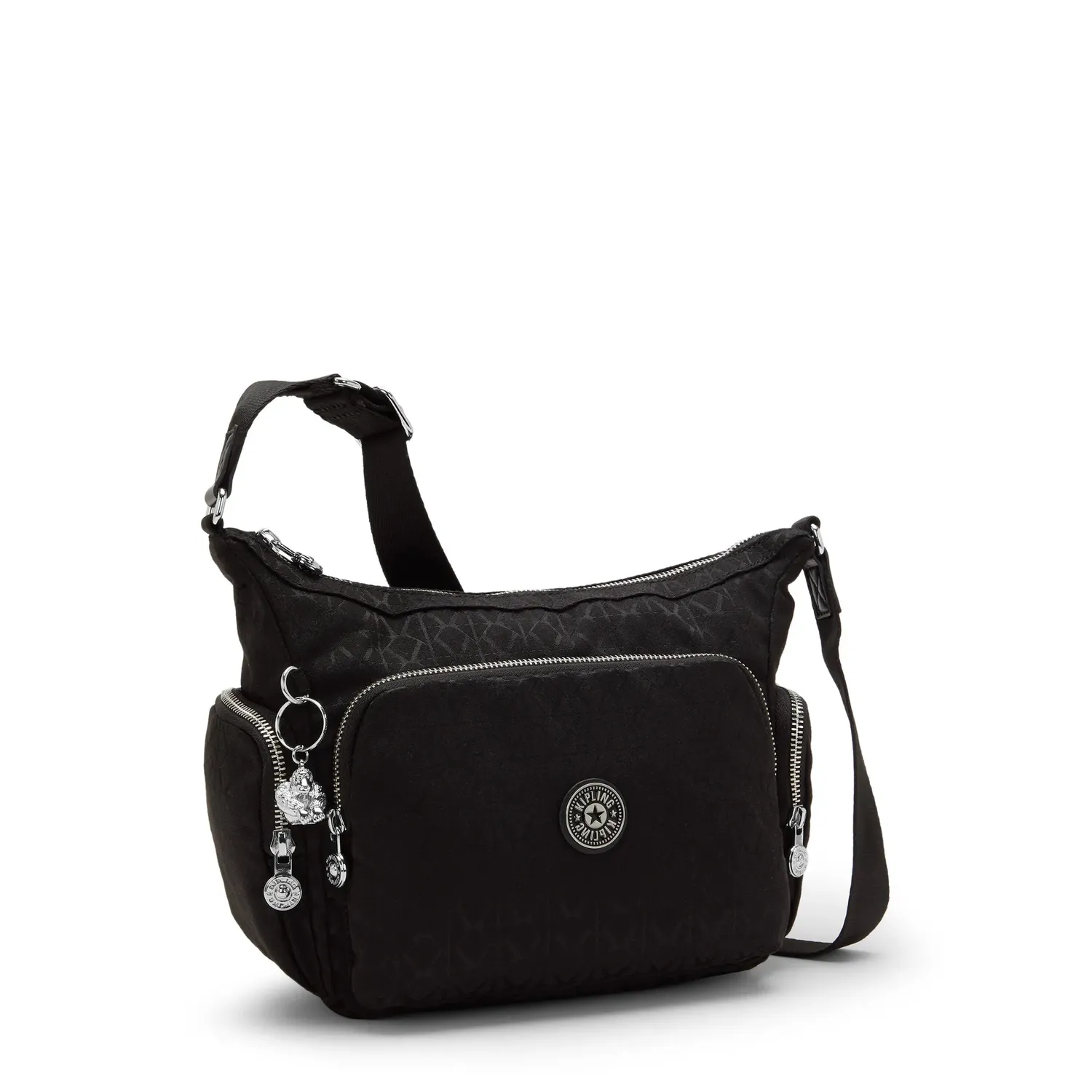 Kipling Gabb S crossbody tas Medium Noir Sign Jq met trekkoordvak