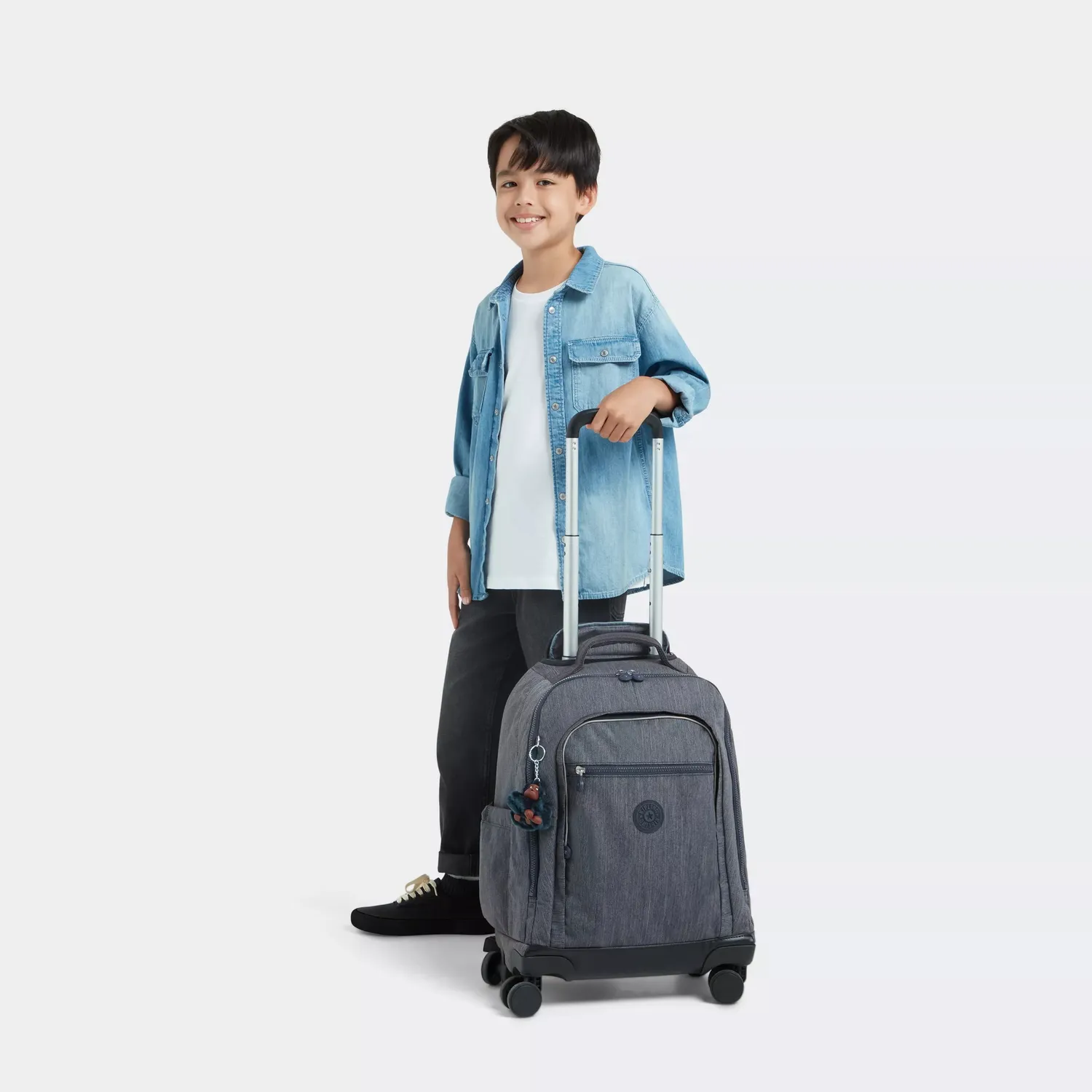 Kipling New Zea rugzak met wielen Marine Navy Groot stevige rits