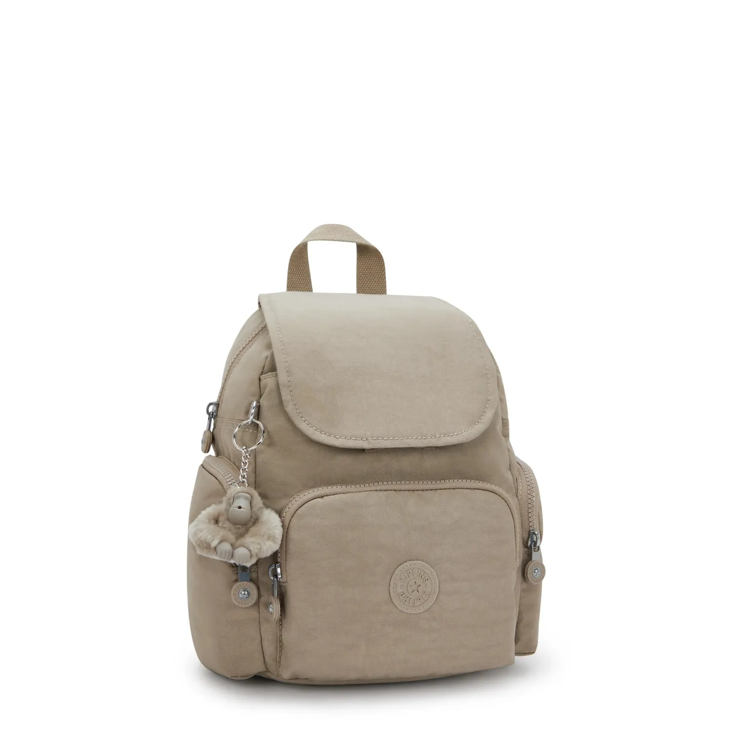 Kipling City Zip Mini rugzak Soft Taupe extra klein met ritsvakken