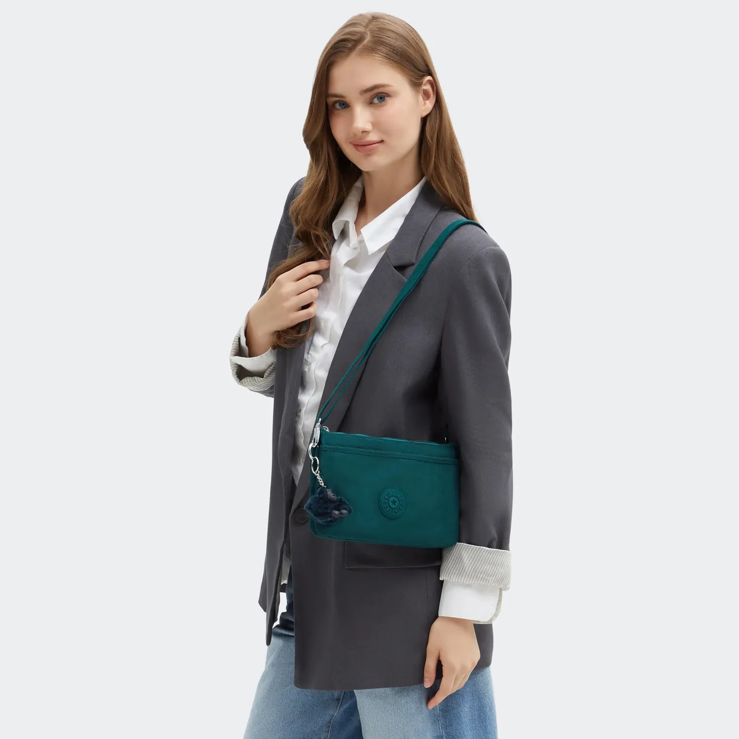 Kipling Riri crossbodytas Klein Tailored Green groen