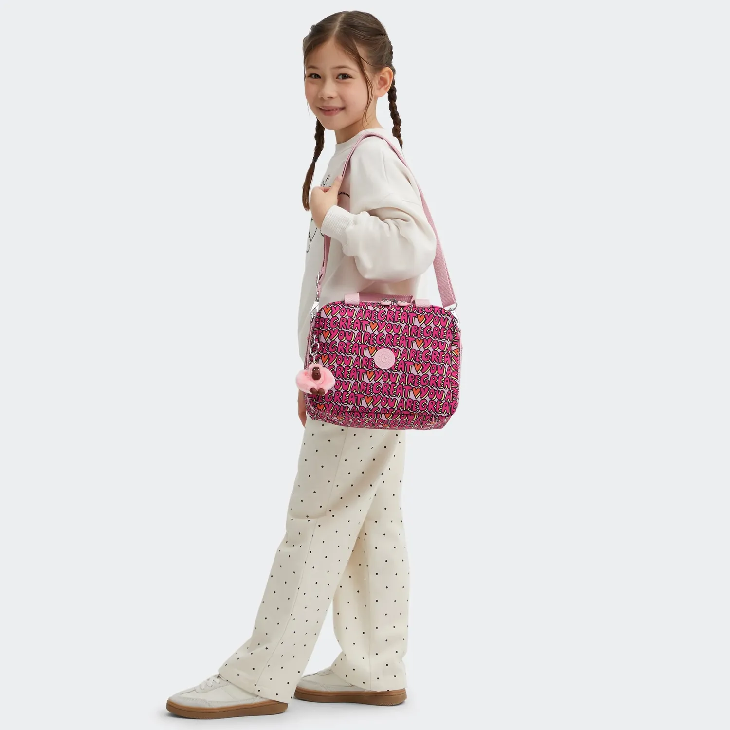 Kipling Miyo lunchtas U R Great Print geïsoleerd