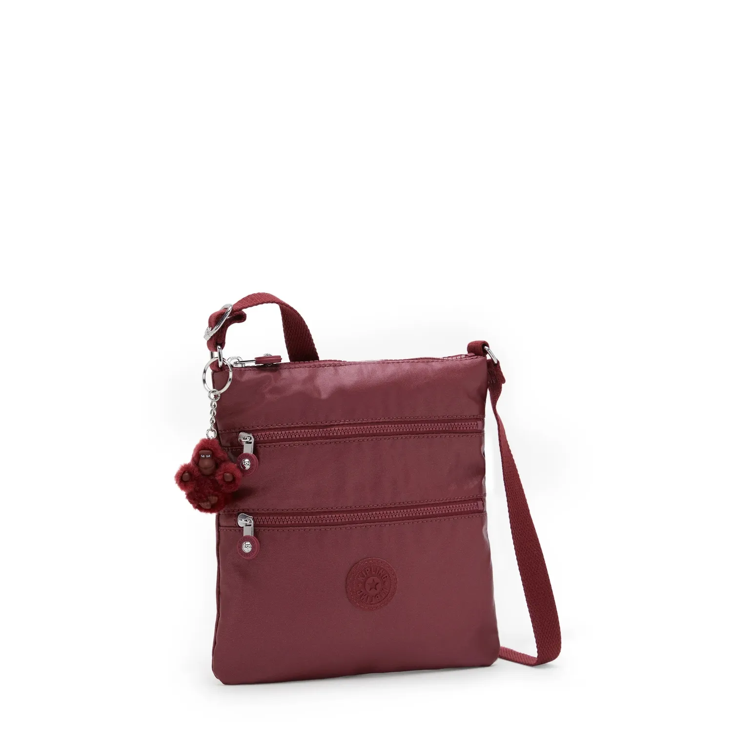 Kipling Keiko crossbody tas klein Deep Berry Metallic glans