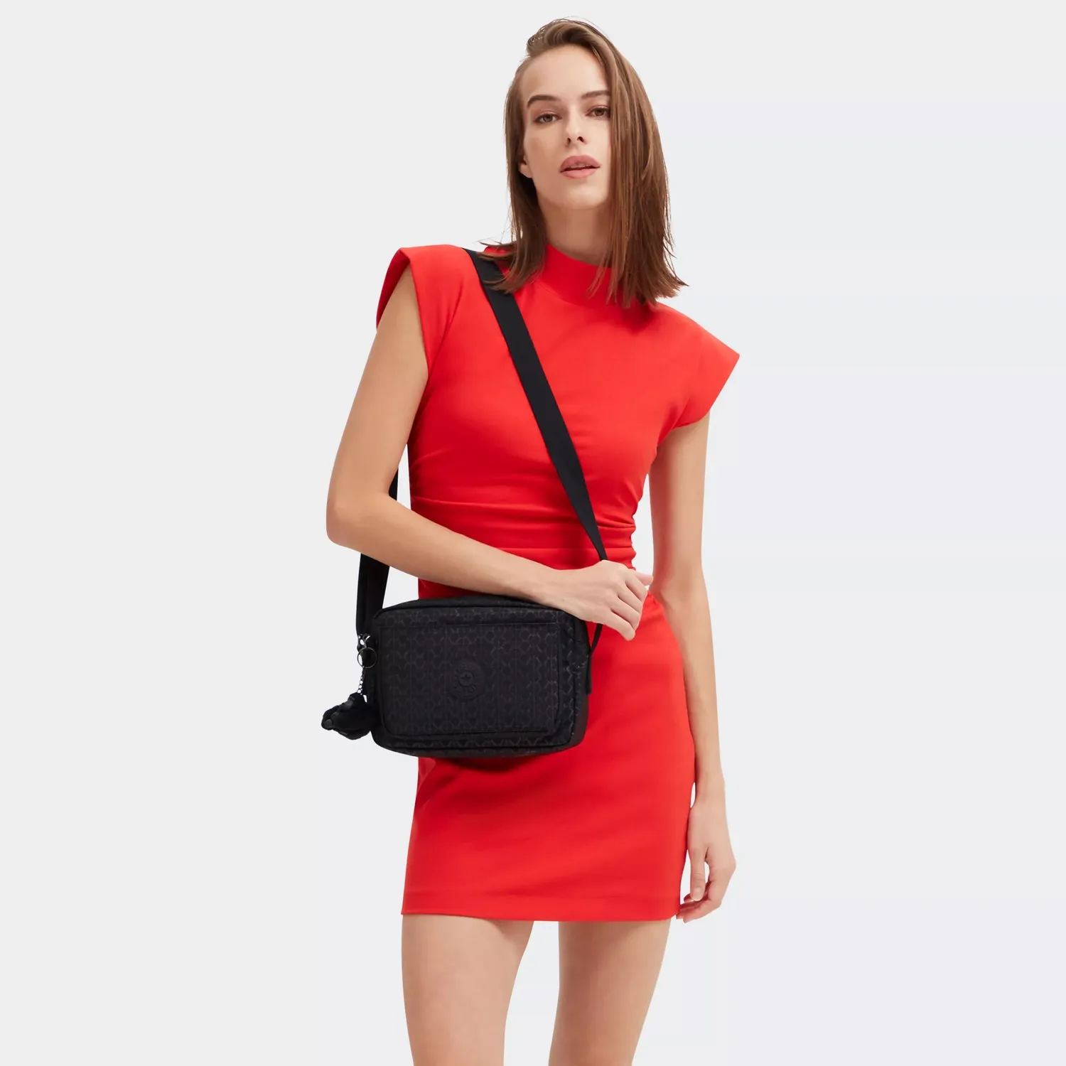 Kipling Abanu M crossbody tas Signature Emb medium met ritsvakken