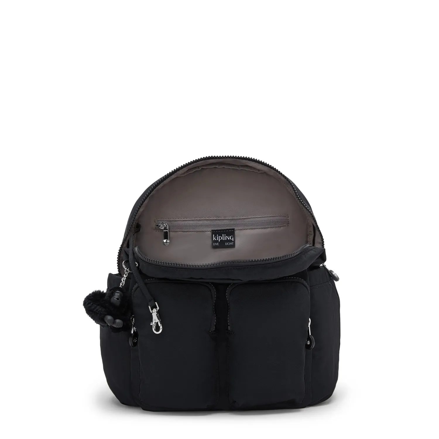 Kipling City Pocket S rugzak Black Noir klein klep