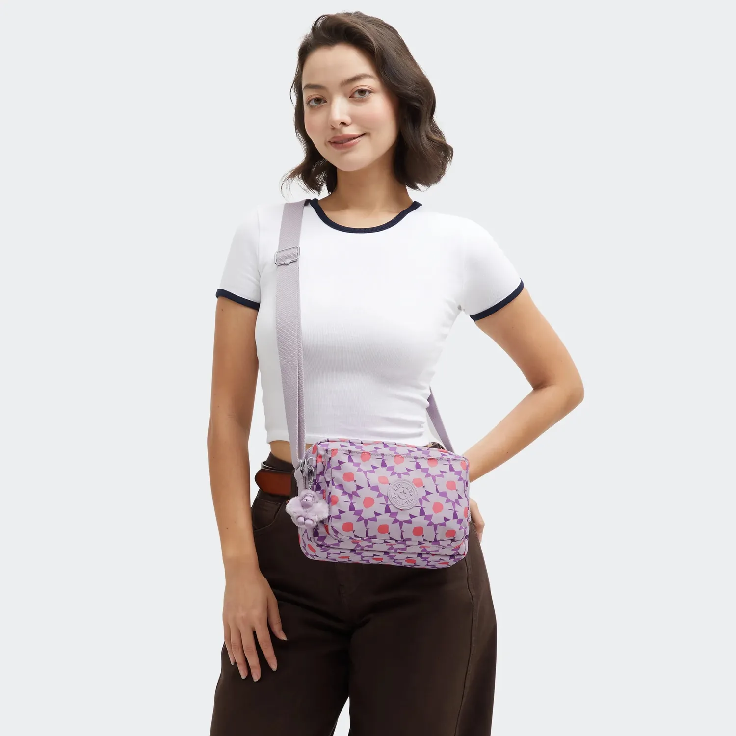 Kipling Abanu M crossbody tas Flower Dots – 2 vakken