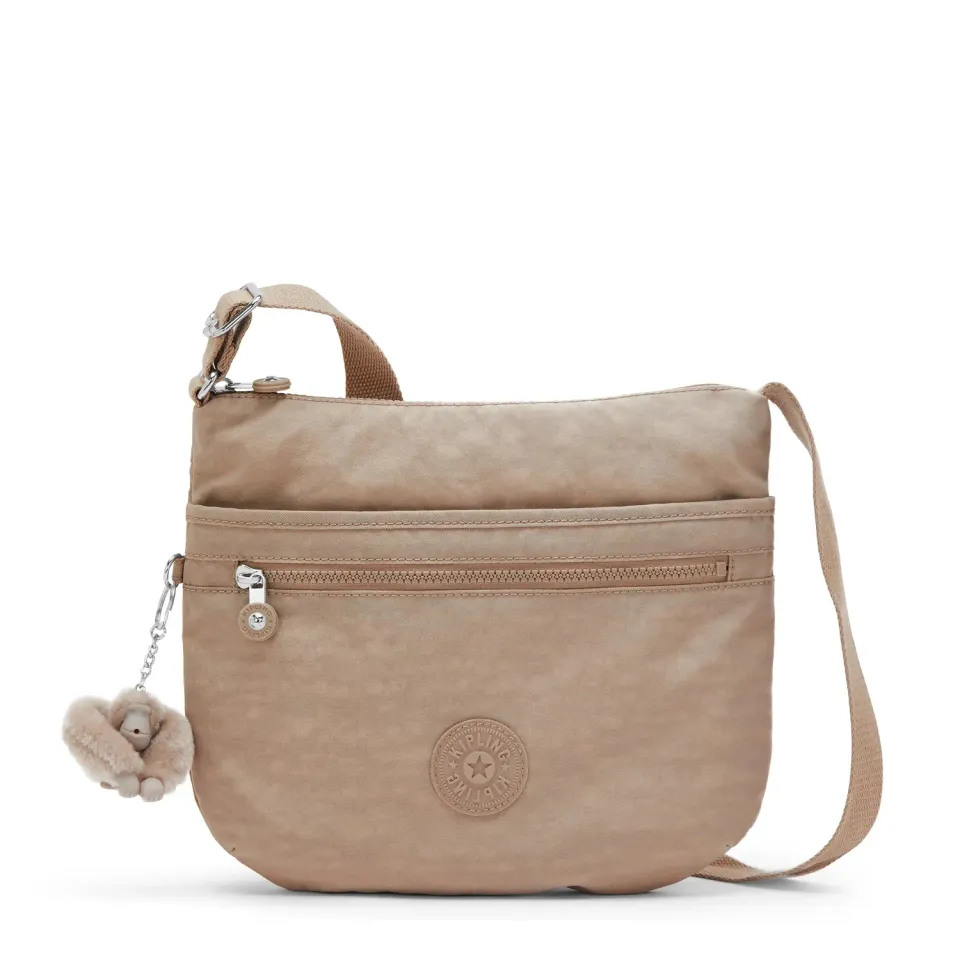 Kipling Arto schoudertas Medium Tan Beige verstelbare riem
