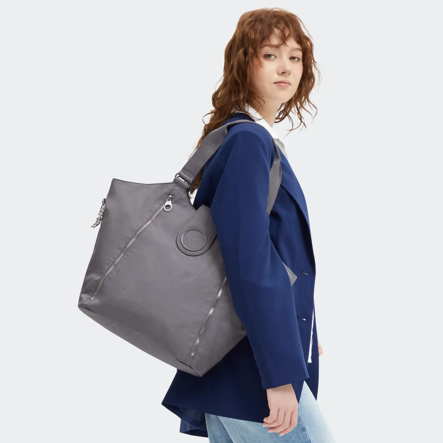 Kipling Recicely shopper Grey Spice medium vakken