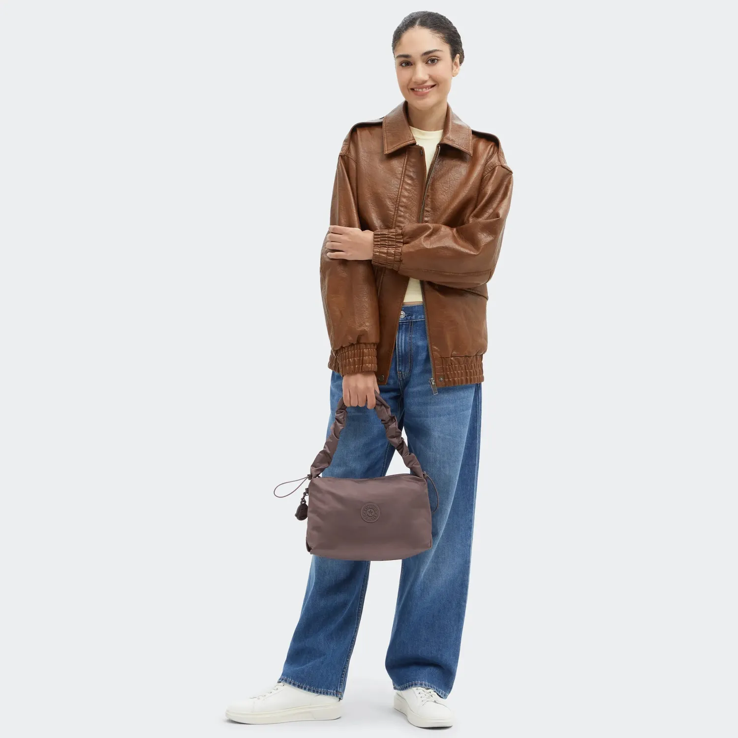 Kipling Eleni M schoudertas Medium Simply Mocha soepel