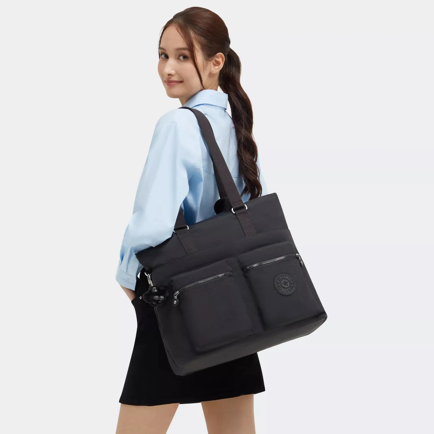 Kipling India grote shopper black noir met laptopvak