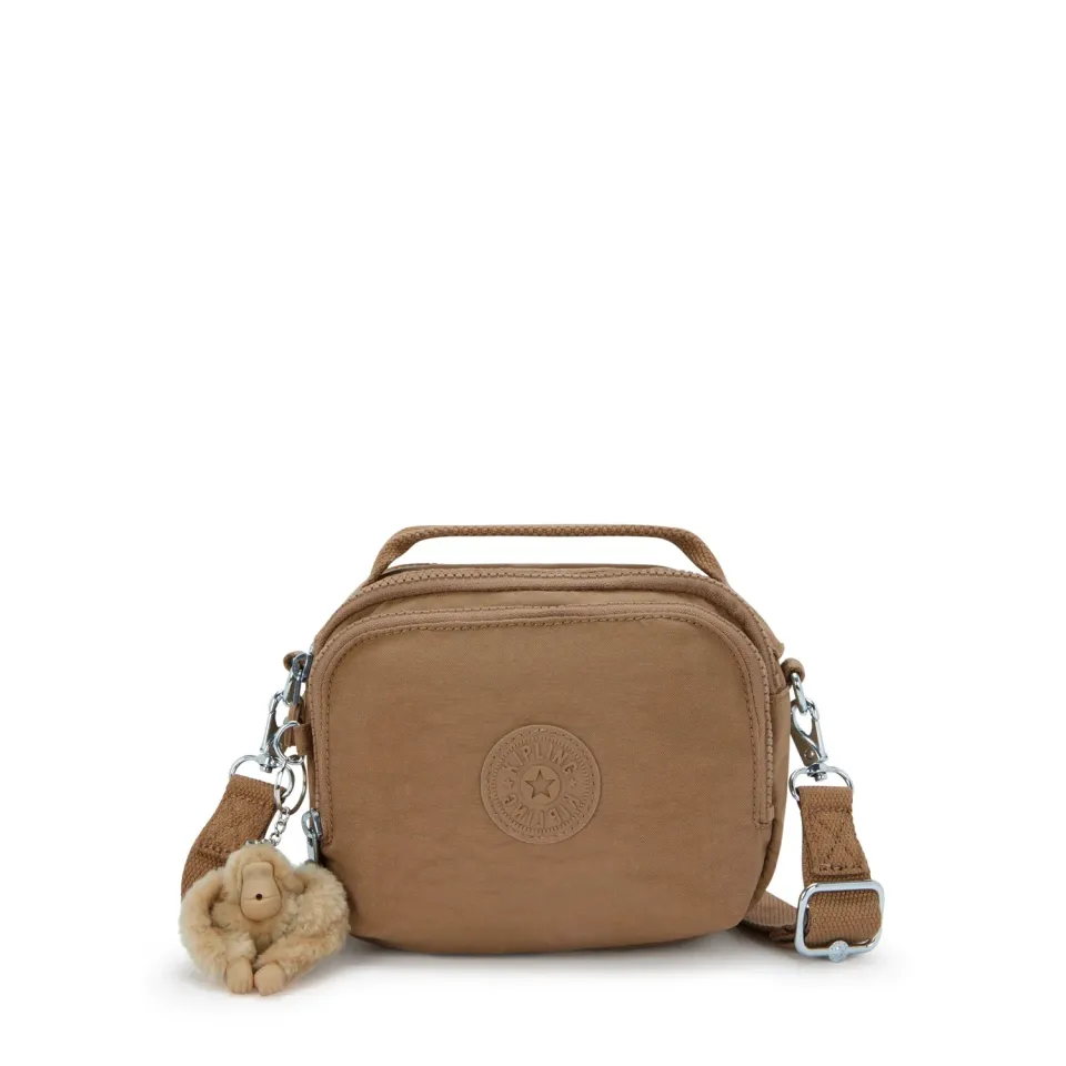 Kipling Cahir crossbody klein Early Tan met voorvak