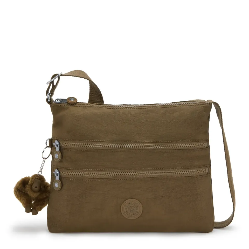 Kipling Alvar Medium schoudertas Smooth Khaki waterafstotend