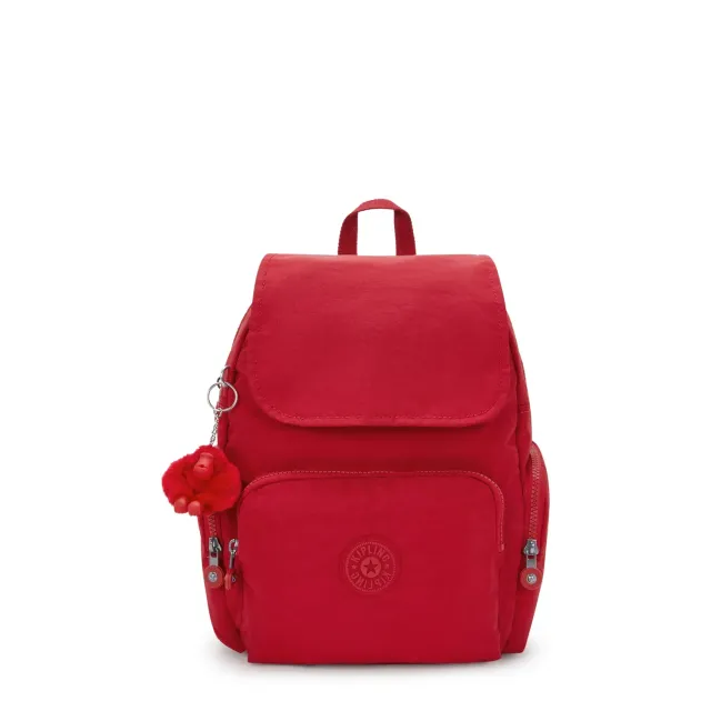 Kipling City Zip S rugzak Ruby Red klein met sleutelkoord