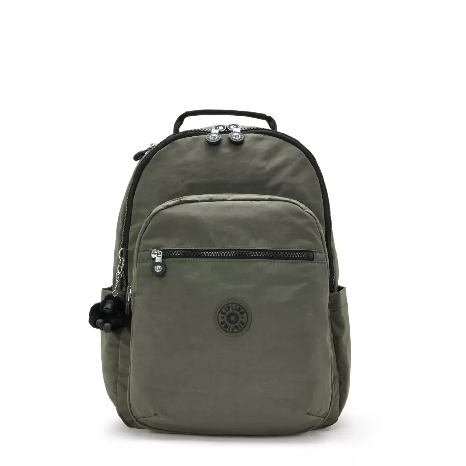Kipling Seoul rugzak Groot Green Moss met 15 inch laptopvak