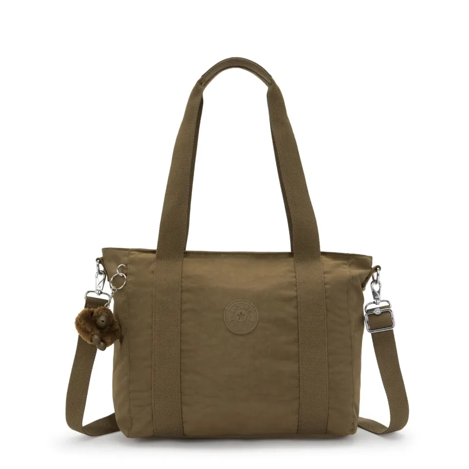 Kipling Asseni S shopper Smooth Khaki klein met schouderriem