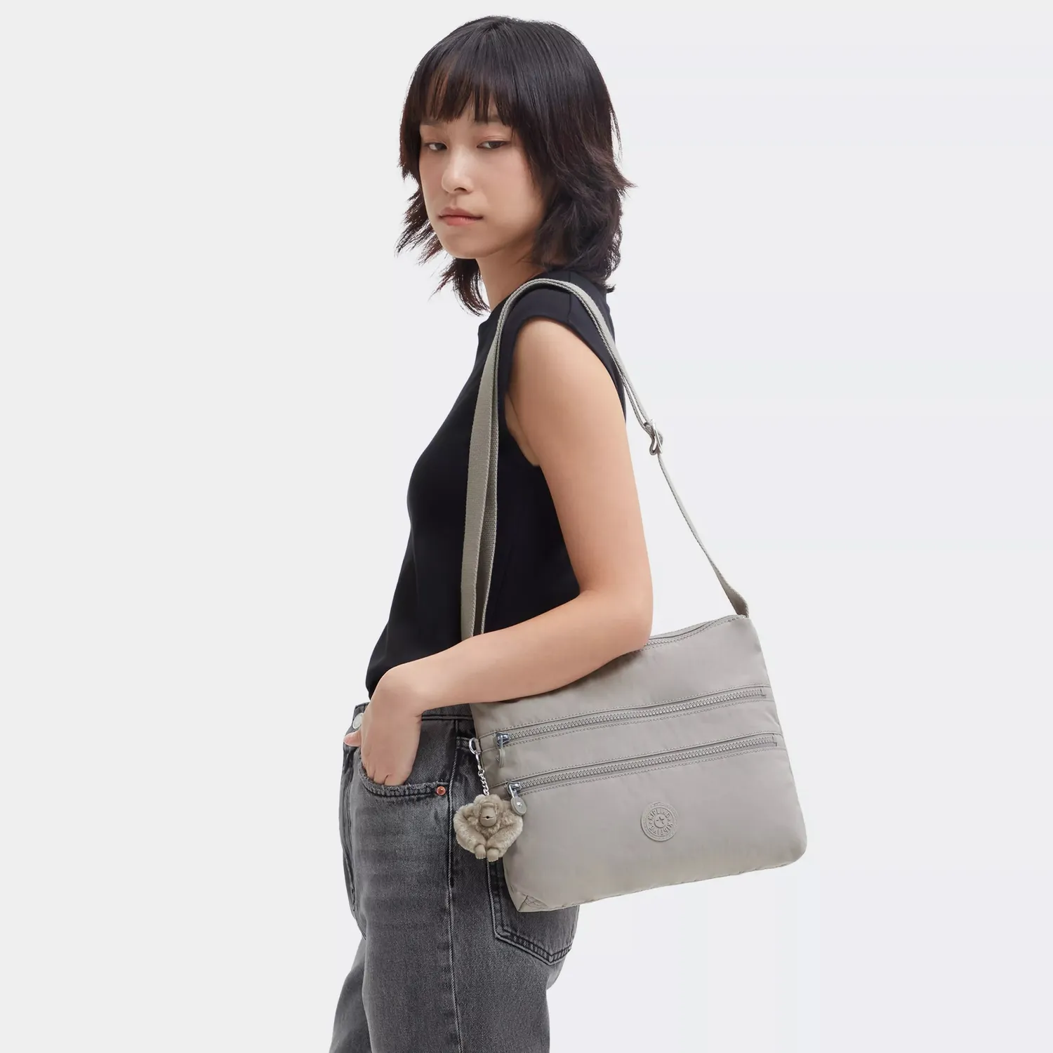 Kipling Alvar crossbody Medium Grey Gris ritstas