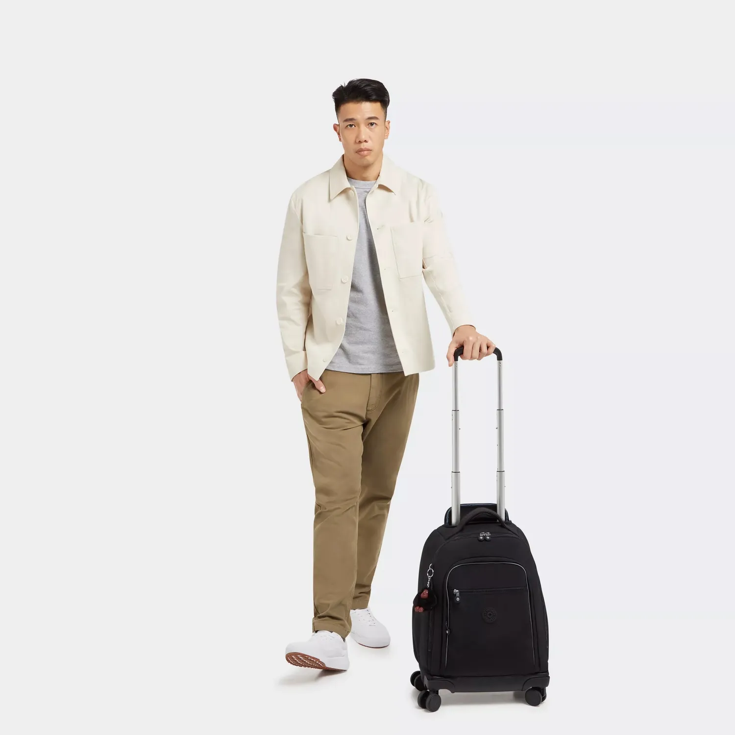 Kipling New Zea rugzak met wielen True Black groot laptopvak