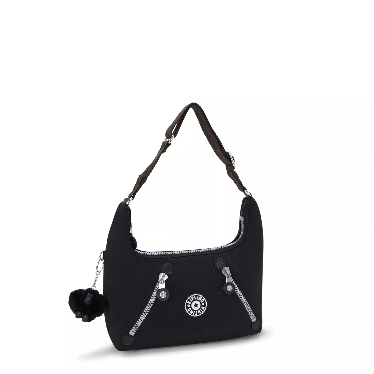 Kipling Nikki schoudertas Rapid Black klein halvemaan