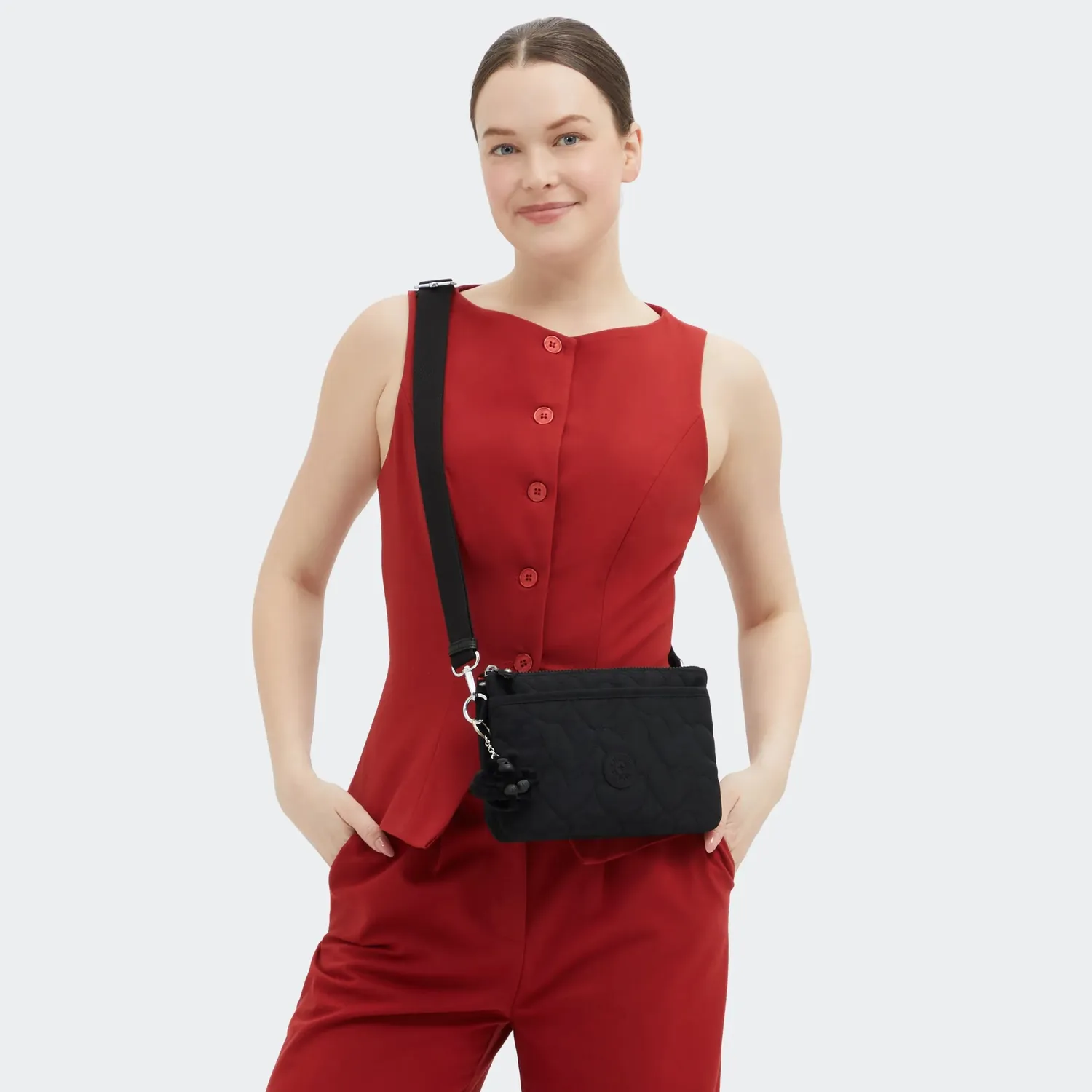 Kipling Riri crossbodytas Klein Many Hearts Black hartjes