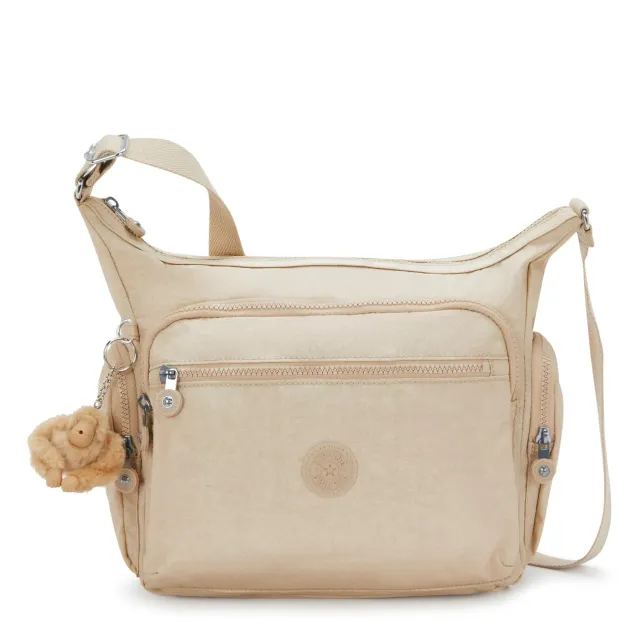 Kipling Gabbie schoudertas Medium Sparkled Beige licht