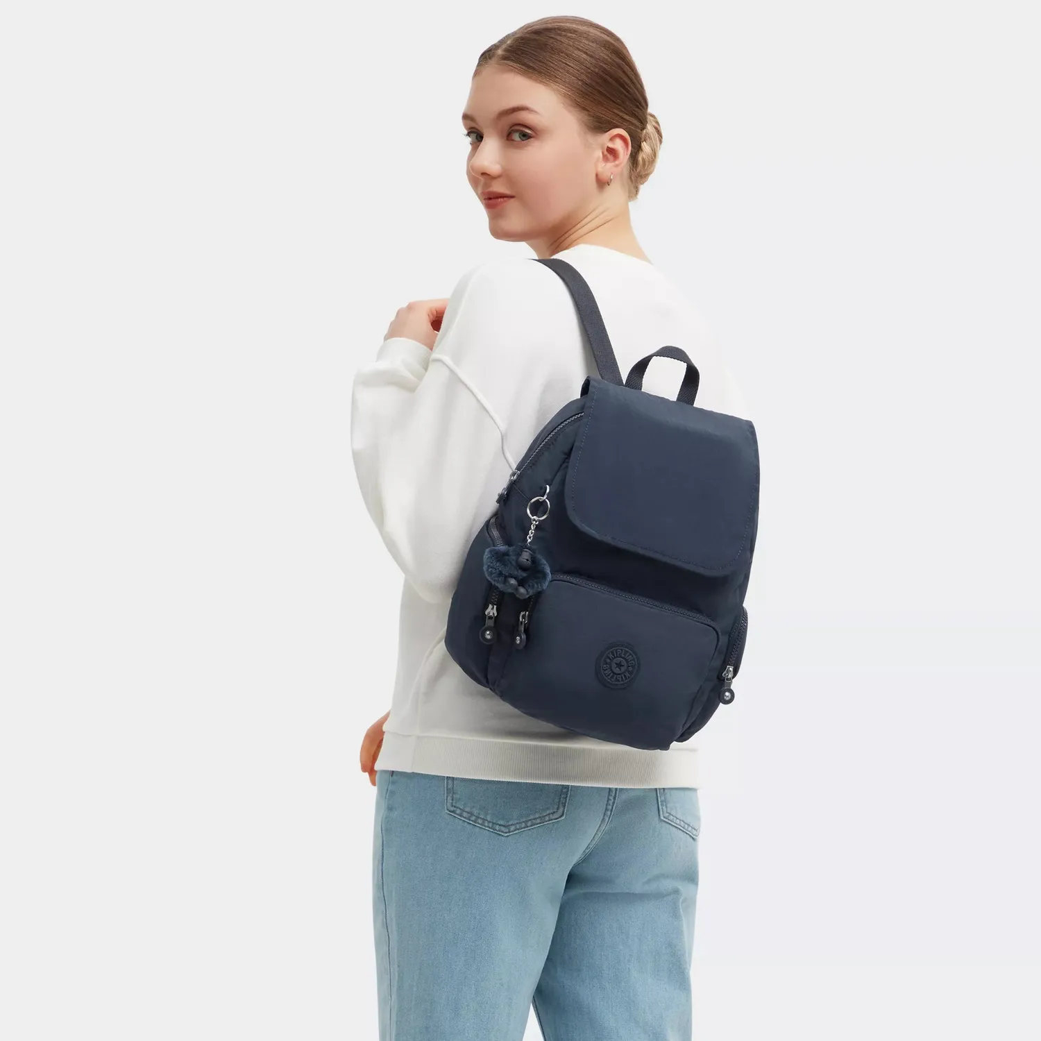 Kipling City Zip S rugzak Blue Bleu 2 klein met veel vakken