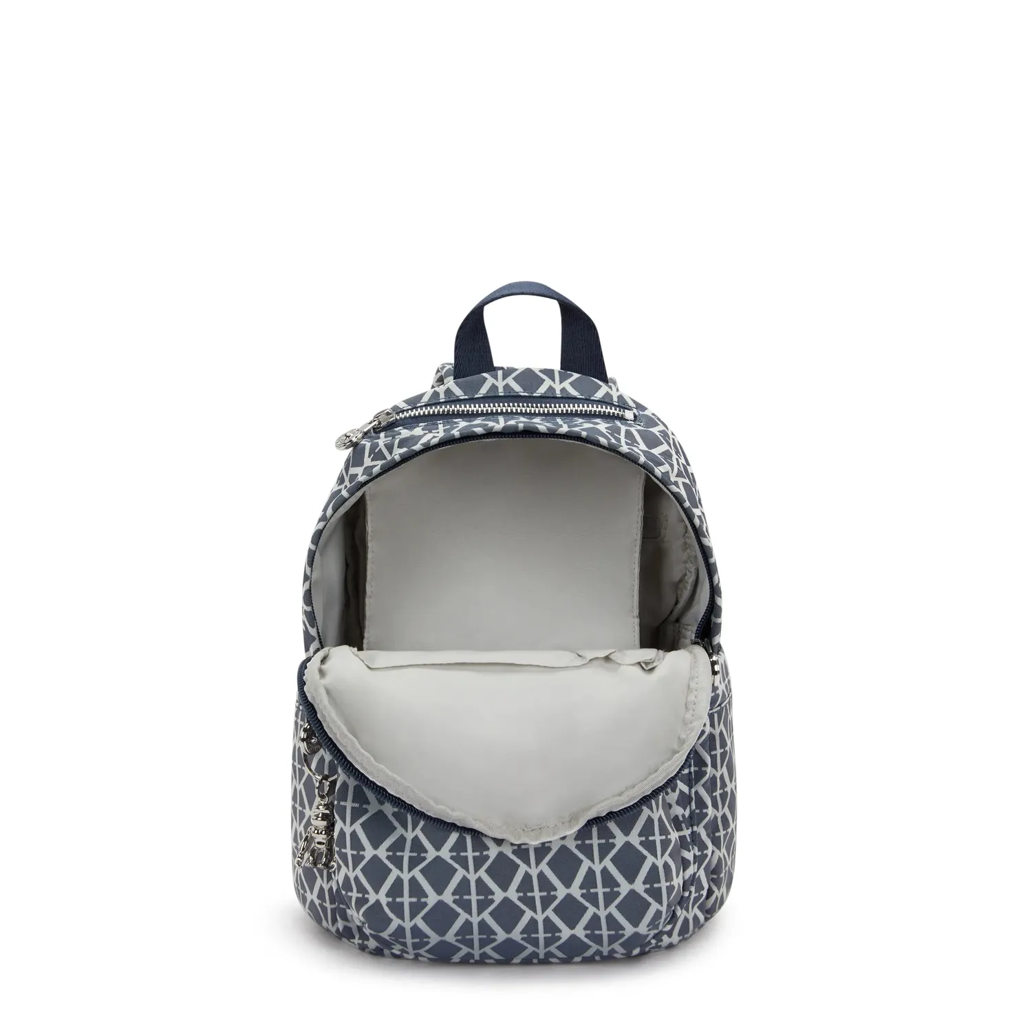 Kipling Delia Mini rugzak Navy Sign Jacquard klein vakken
