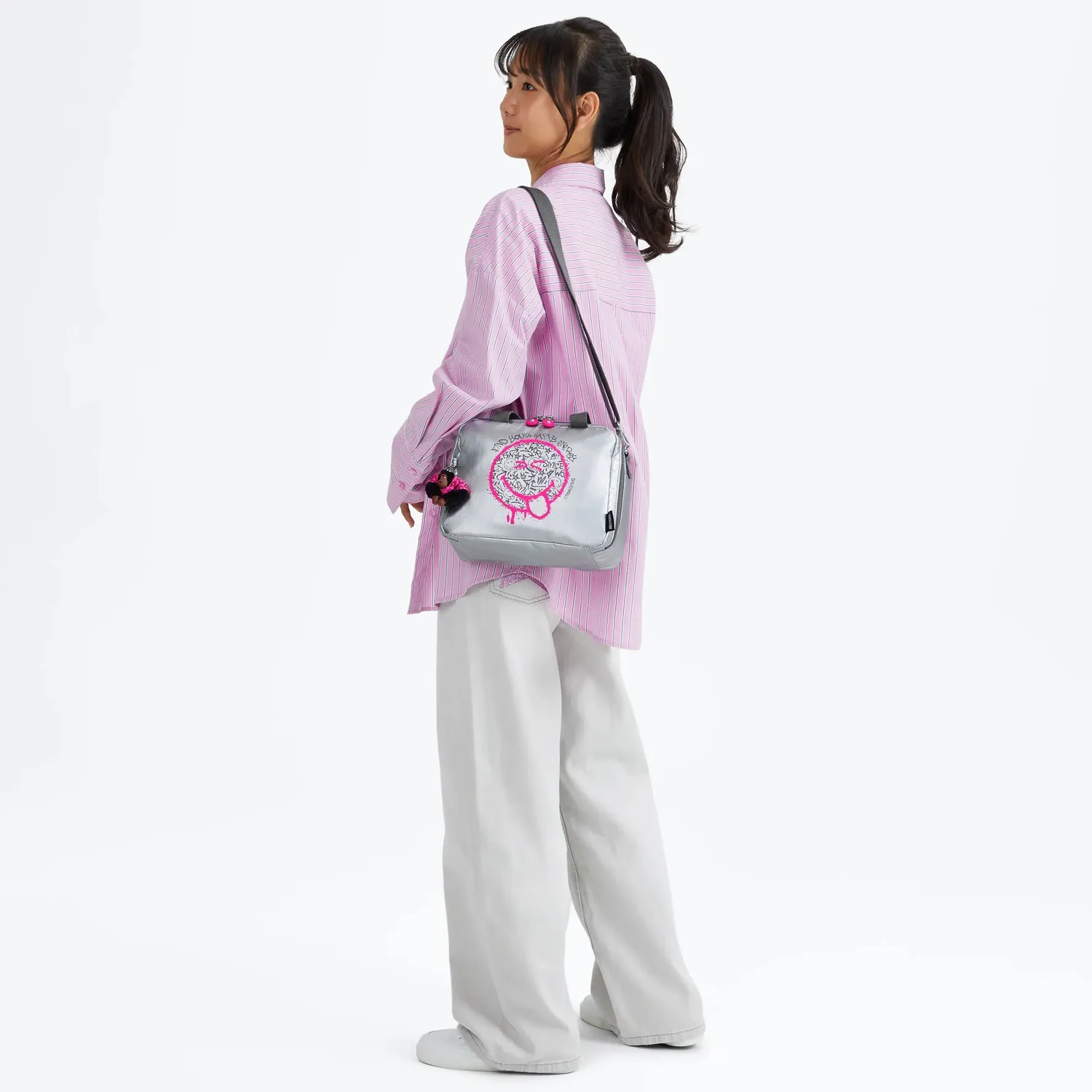 Kipling Miyo lunchtas Happy Face Silver smiley