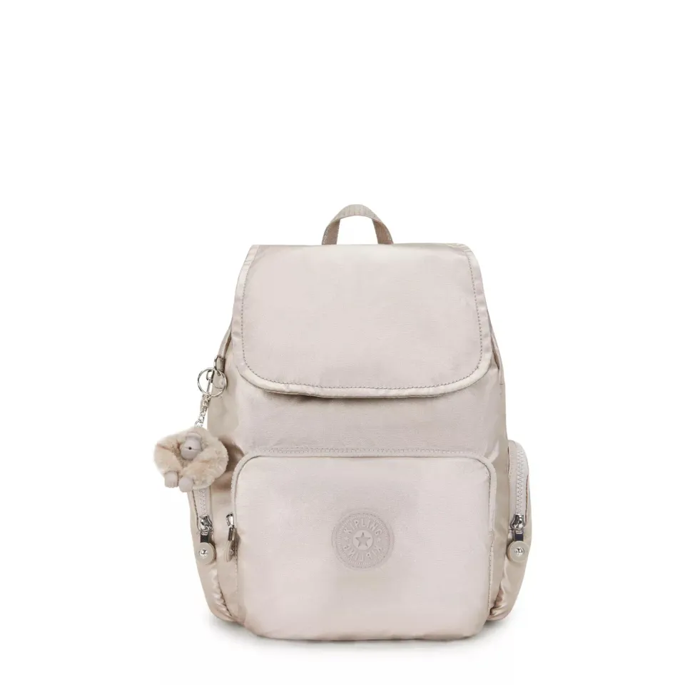 Kipling City Zip S rugzak Metallic Glow klein glanzend
