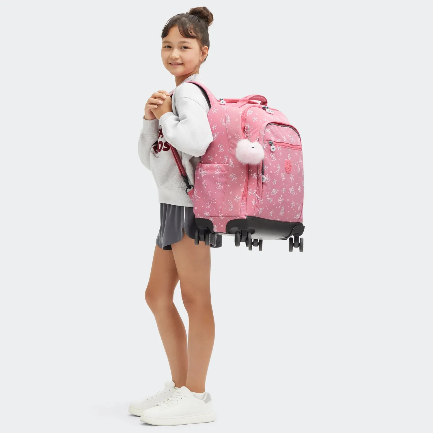 Kipling New Zea rugzak Glitter Cats groot met wielen