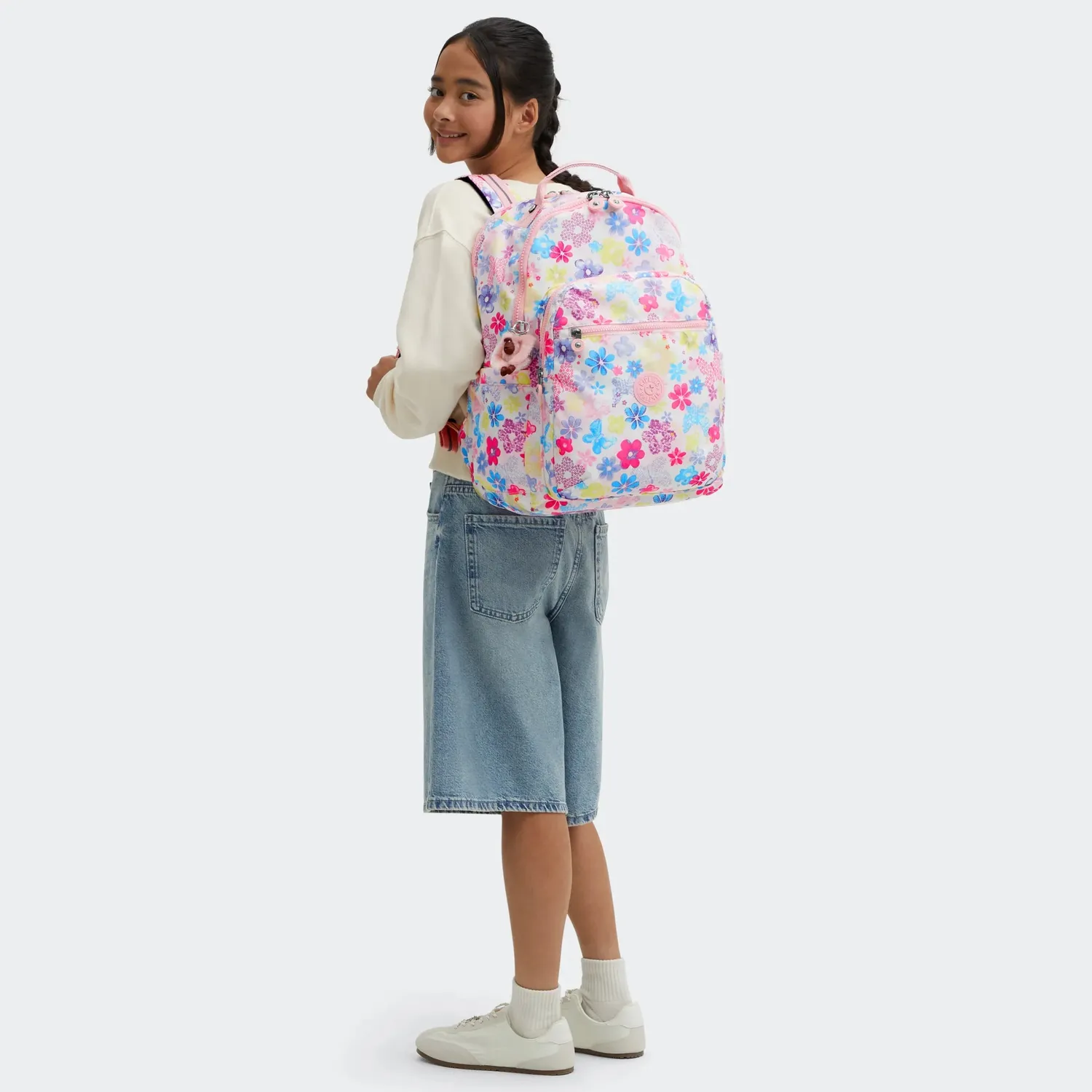 Kipling Seoul College Extra rugzak Groot Flower Stamp 15 inch