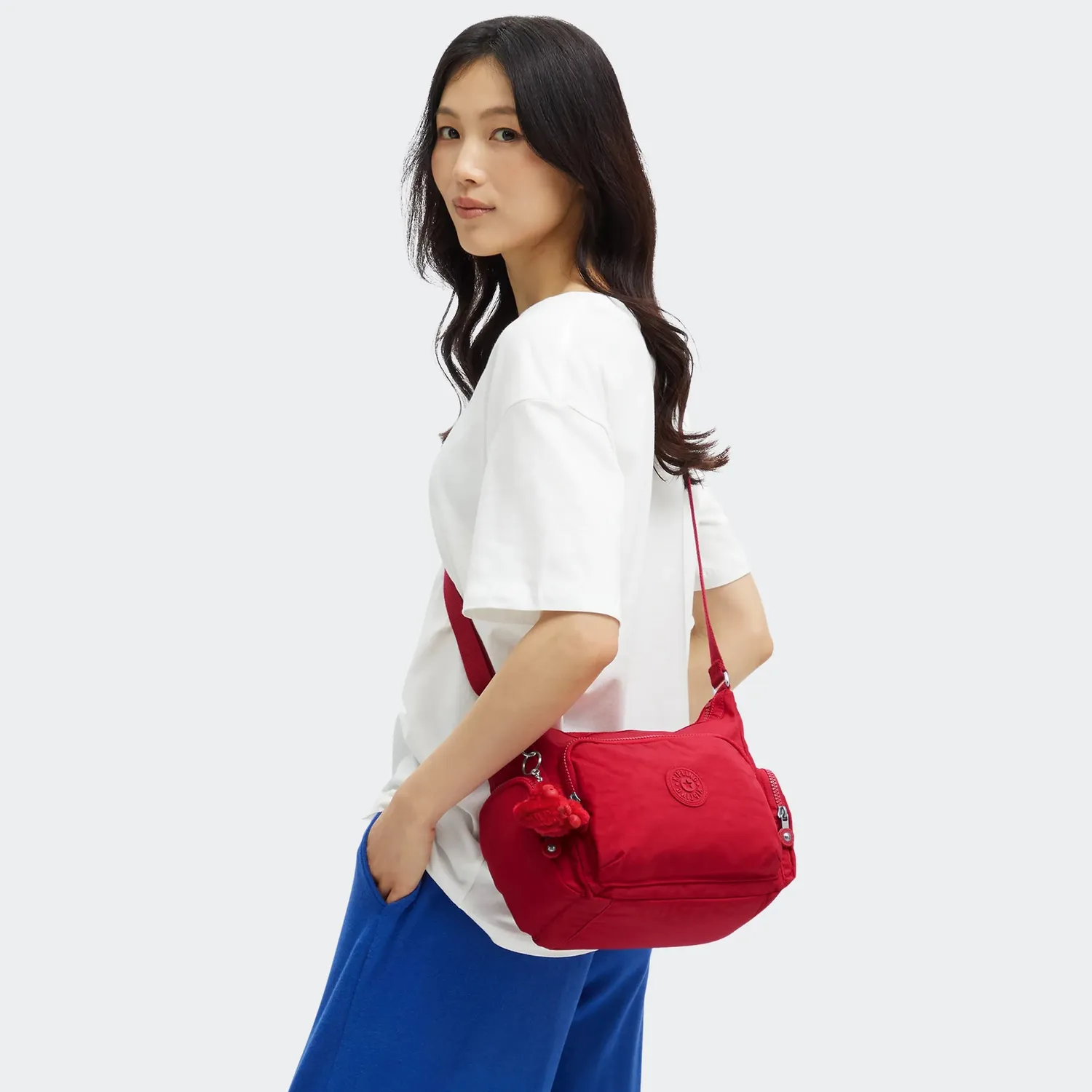Kipling Gabb S crossbody tas Medium Ruby Red met sleutelkoord