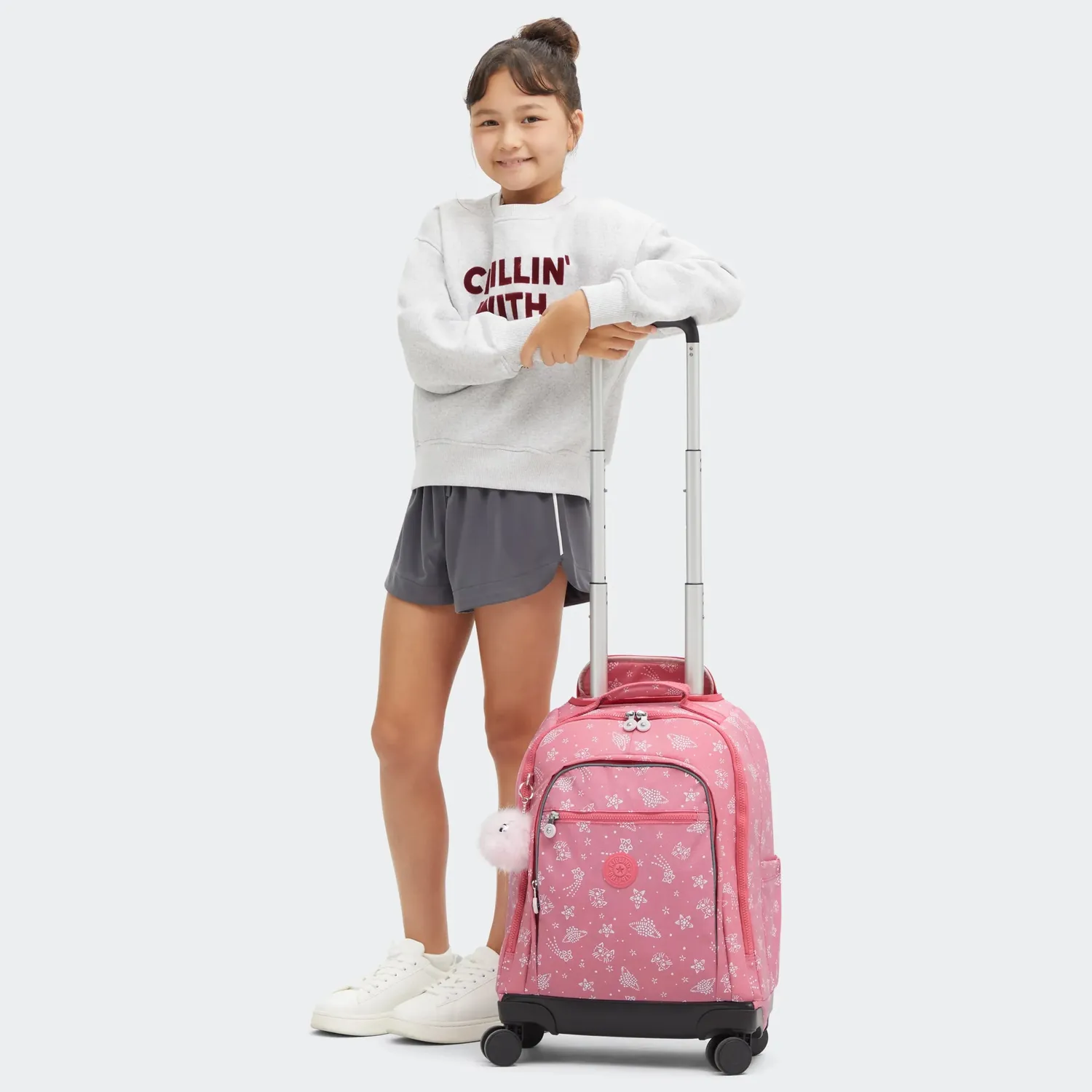 Kipling New Zea rugzak Glitter Cats groot met wielen