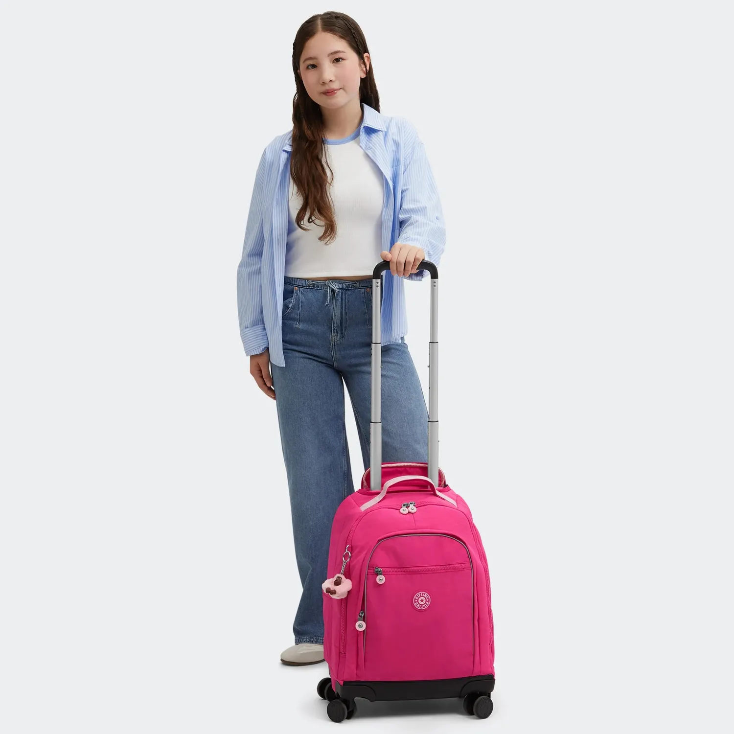Kipling New Zea rugzak met wielen Intense Rose groot