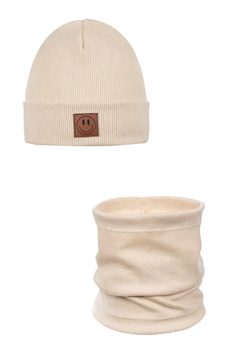 Love for Childrenn Smile muts nekwarmer set beige katoen