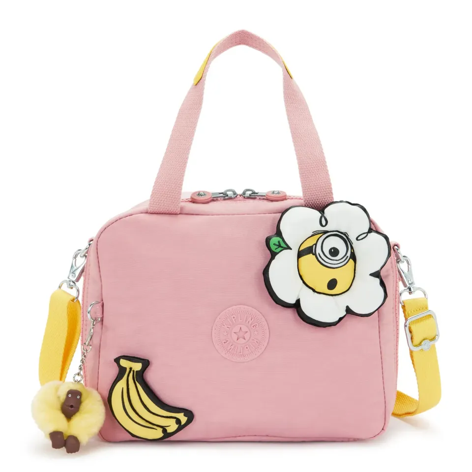 Kipling Miyo Print lunchtas Pink Daisy groot Minions