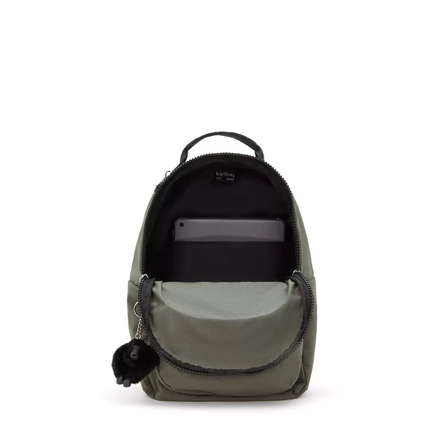 Kipling Seoul S kleine rugzak Green Moss met 11 inch tabletvak