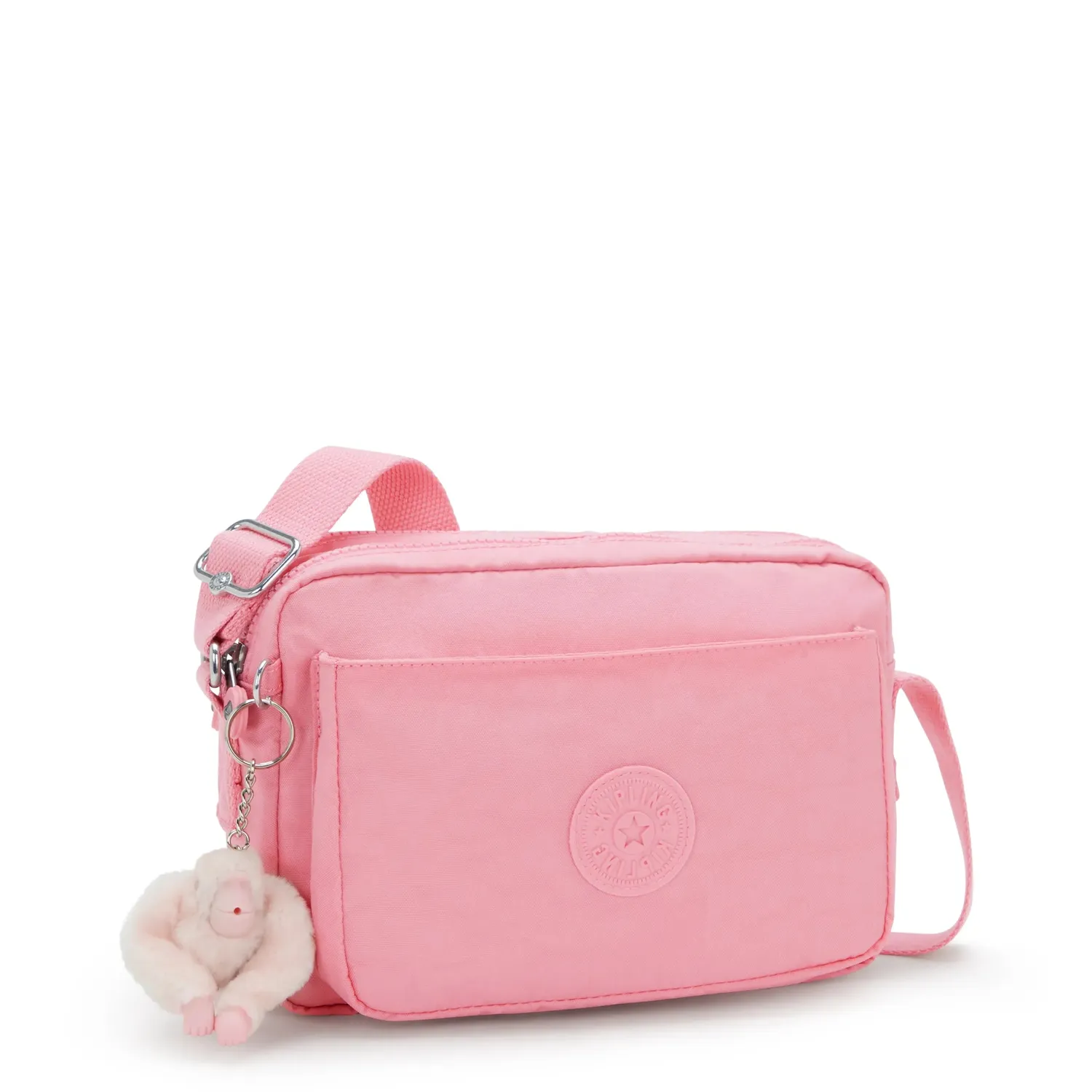 Kipling Abanu M crossbody tas Enjoyable Blush medium met ritsvakken