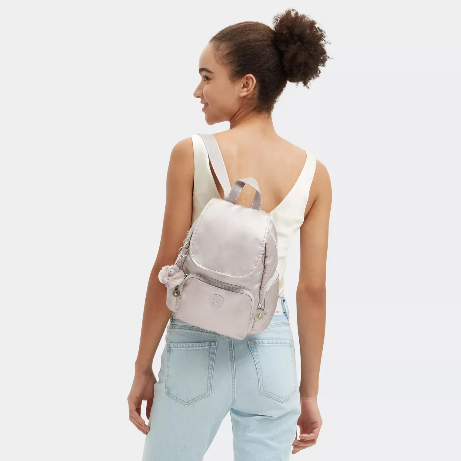 Kipling City Zip S rugzak Metallic Glow klein glanzend