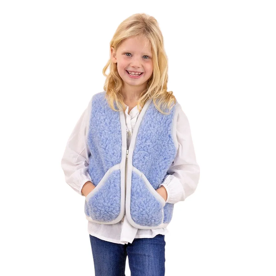 LOVE FOR CHILDRENN wollen bodywarmer kind blauw merinowol